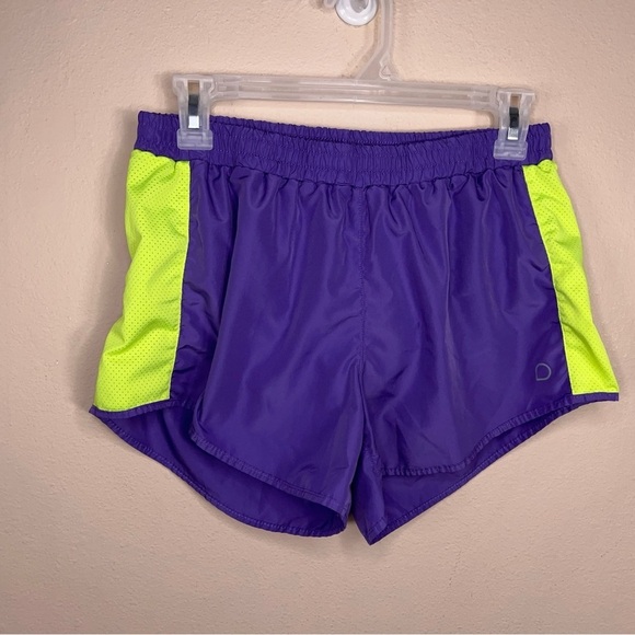 Medium DOM *READ Purple Green Activewear Shorts Womens Athletic Running Neon - Picture 7 of 9